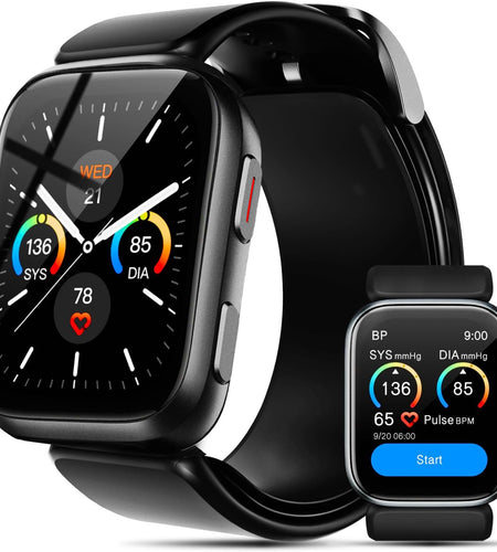 Blood Pressure Smart Watch, 1.95'' Blood Pressure Smartwatch with Air Pump Cuff, Blood Pressure Sleep Monitor Sports Tracking for Android Ios Supports Data Sharing, Reminder Monitoring