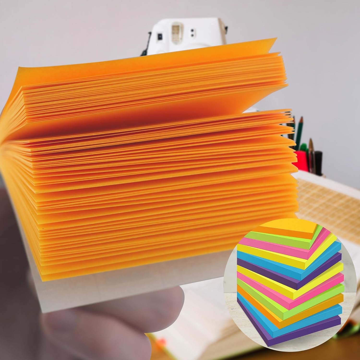Sticky Notes - 12 Pads, 3”X3” - Colorful Self-Stick Post Notes Bulk - Office Desk Accessories | Teacher Classroom Must Haves,Aesthetic School Supplies for Home,Back to School Essential
