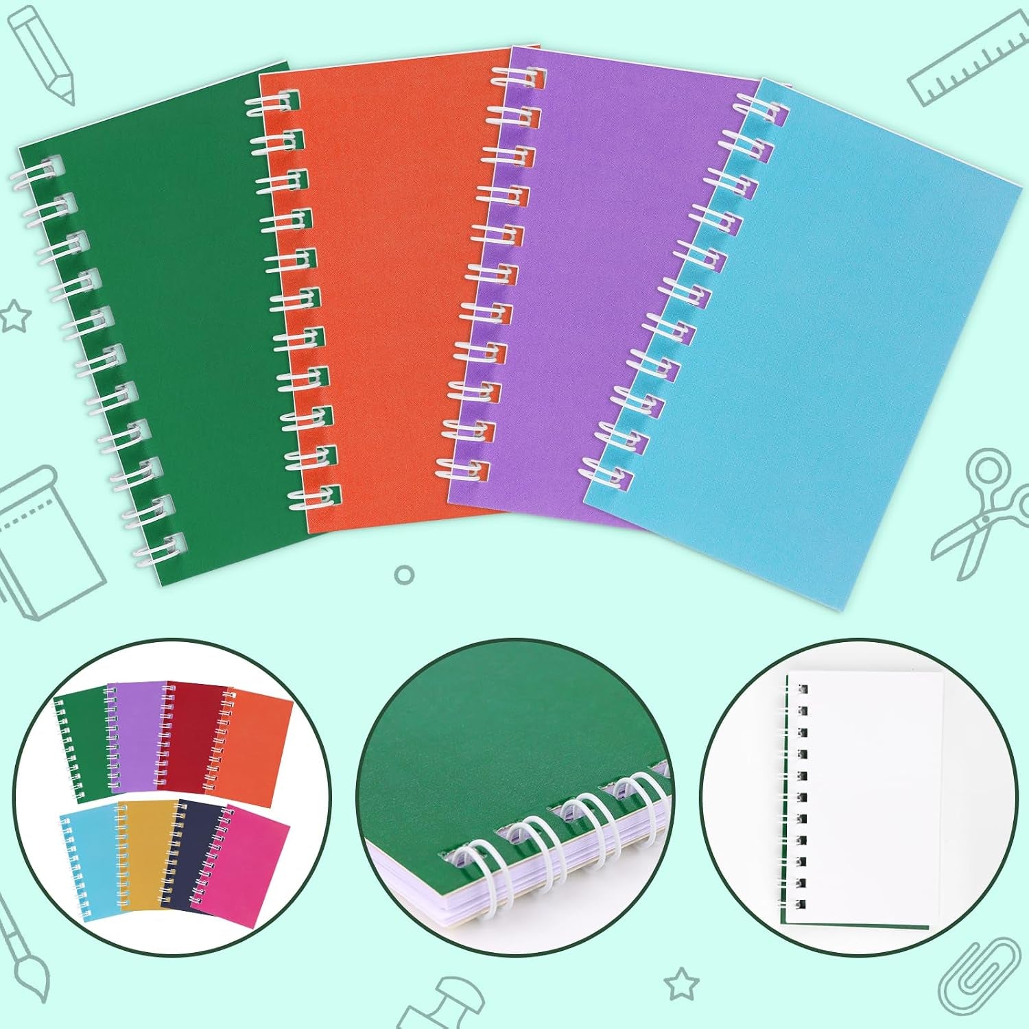 24 Pack Colorful Pocket Notebook Mini Notebooks Bulk Party Favors Small Spiral Notepads Mini Journal Memo Note Pads for Kids, Nurse, Student, Work, Office, School, 3.9 X 2.4 Inches
