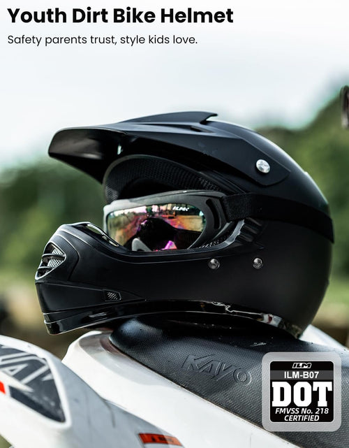 Load image into Gallery viewer, Youth Kids ATV Motocross Helmet Goggles Sports Gloves Dirt Bike Motorcycle off Road DOT Approved B07 (Youth-L, Matte Black)
