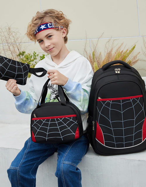 Load image into Gallery viewer, Boys Backpack with Lunch Box Kids Backpack for School Bag for Kids Bookbag Set School Backpacks for Boys (Black)
