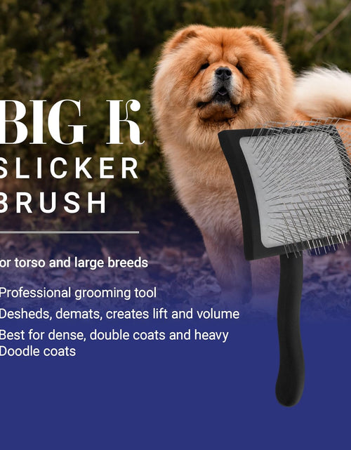 Load image into Gallery viewer, Big K Dog Slicker Brush for Dogs (Goldendoodles, Labradoodles, Poodles), Groom like a Professional, Fluff Detangle Style, Saves Time Energy, Black, Large
