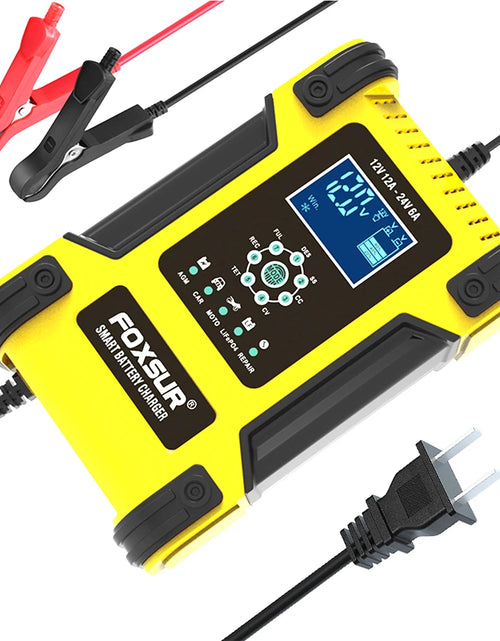 Load image into Gallery viewer, Smart Car Battery Charger 12Volt 12Amp or 24V 5A Motorcycle Truck Boat Lithium Lifepo4 AGM GEL WET Lead Acid Maintainer
