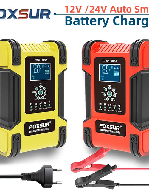Load image into Gallery viewer, Smart Car Battery Charger 12Volt 12Amp or 24V 5A Motorcycle Truck Boat Lithium Lifepo4 AGM GEL WET Lead Acid Maintainer
