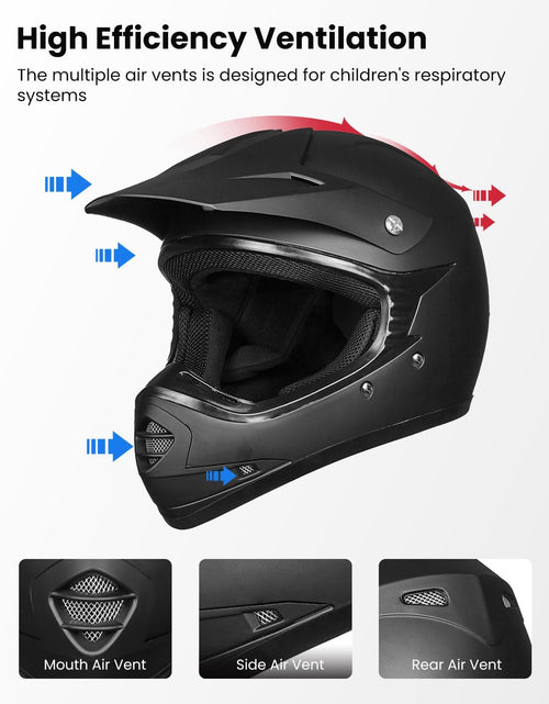 Load image into Gallery viewer, Youth Kids ATV Motocross Helmet Goggles Sports Gloves Dirt Bike Motorcycle off Road DOT Approved B07 (Youth-L, Matte Black)
