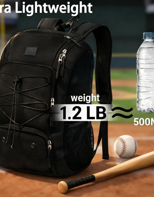 Load image into Gallery viewer, Youth Baseball Backpack, Softball Bat Bag with Shoes Compartment | Lightweight Baseball Bag for Boys and Adult, Fence Hook Hold Tball Bat, Batting Mitten, Helmet, Caps, Teeball Gear Equipment
