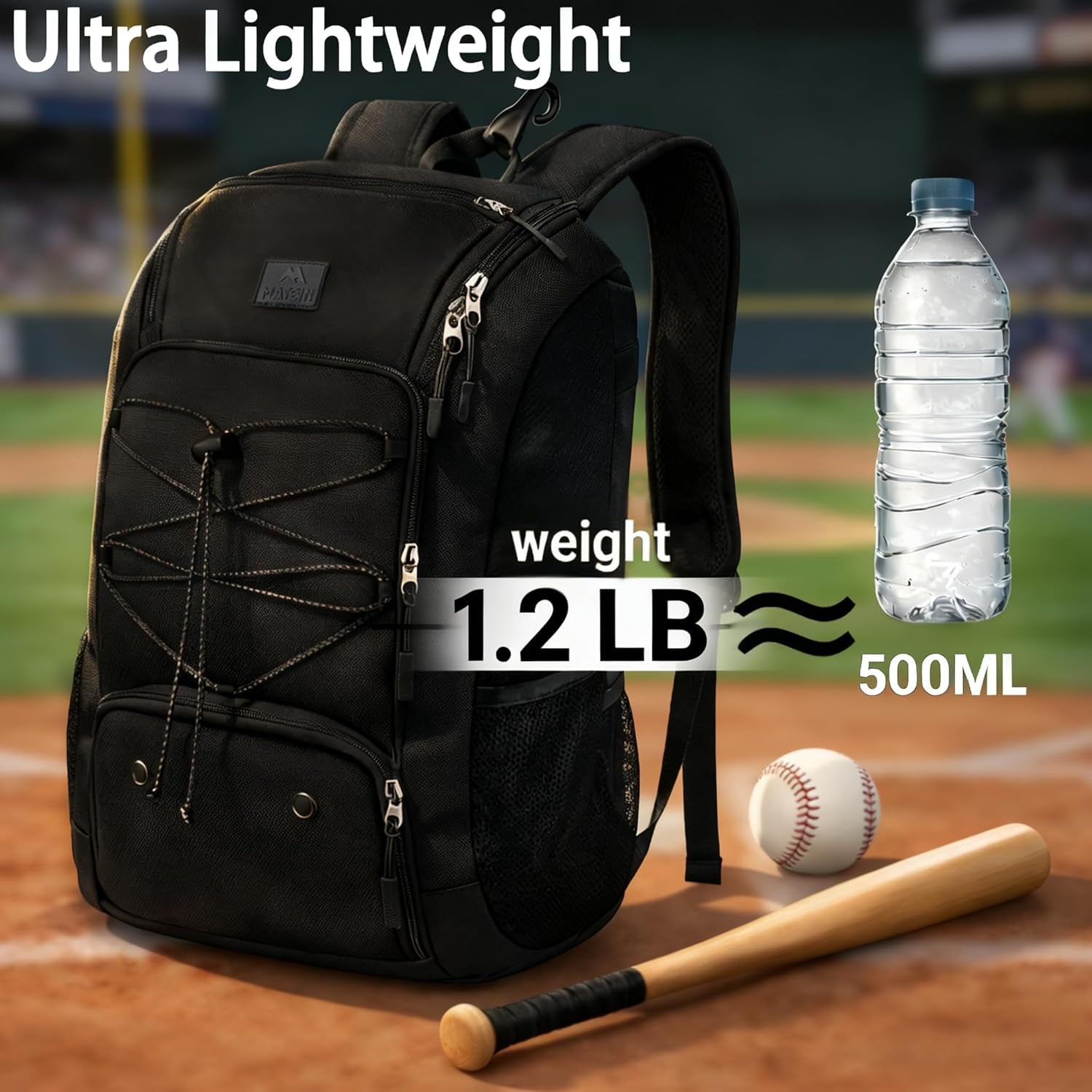 Youth Baseball Backpack, Softball Bat Bag with Shoes Compartment | Lightweight Baseball Bag for Boys and Adult, Fence Hook Hold Tball Bat, Batting Mitten, Helmet, Caps, Teeball Gear Equipment
