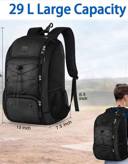 Load image into Gallery viewer, Youth Baseball Backpack, Softball Bat Bag with Shoes Compartment | Lightweight Baseball Bag for Boys and Adult, Fence Hook Hold Tball Bat, Batting Mitten, Helmet, Caps, Teeball Gear Equipment
