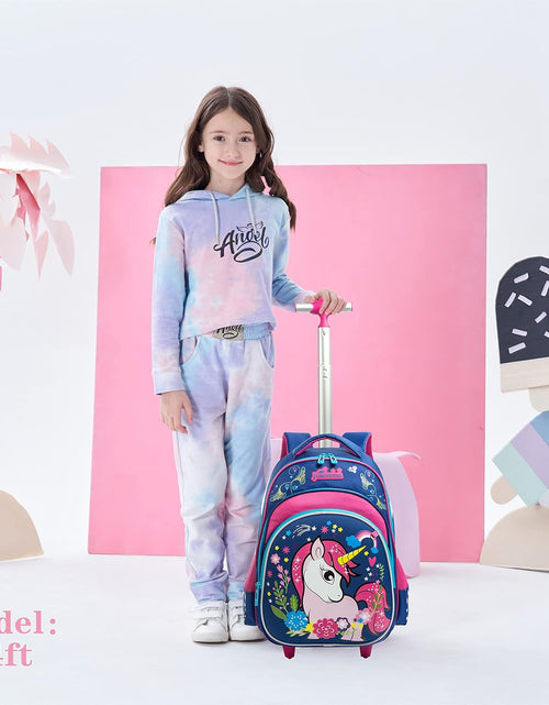 Load image into Gallery viewer, Girls Unicorn Rolling Backpacks Kids Backpack with Wheels for Girls School Bags with Lunch Box
