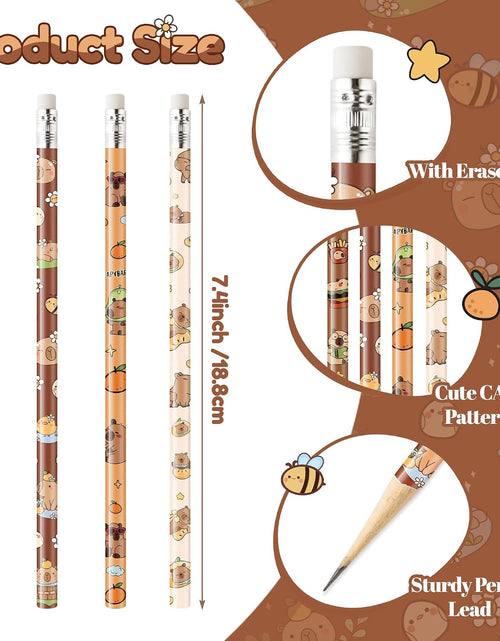 Load image into Gallery viewer, CAPY Pencils with Eraser - Cute CAPY #2 HB Pencils, School Classroom Student Rewards Back to School Office Supply Animal Print Goodie Bag Fillers Stuffers Birthday Party Favors
