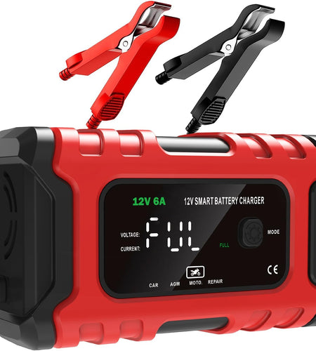 12V 6-Amp Battery Charger, Smart Trickle Charger Maintainer, Battery Repair | Battery Desulfator, Temperature Compensation, Multi-Protection for Car Truck Motorcycle Lawn Mower Marine Lead Acid Batteries