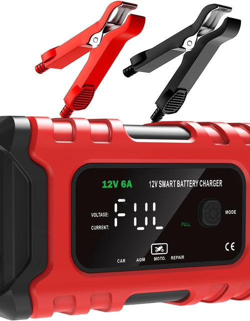 Load image into Gallery viewer, 12V 6-Amp Battery Charger, Smart Trickle Charger Maintainer, Battery Repair | Battery Desulfator, Temperature Compensation, Multi-Protection for Car Truck Motorcycle Lawn Mower Marine Lead Acid Batteries
