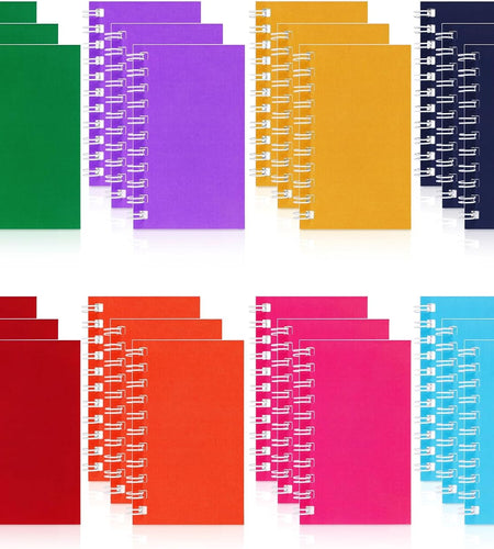 24 Pack Colorful Pocket Notebook Mini Notebooks Bulk Party Favors Small Spiral Notepads Mini Journal Memo Note Pads for Kids, Nurse, Student, Work, Office, School, 3.9 X 2.4 Inches