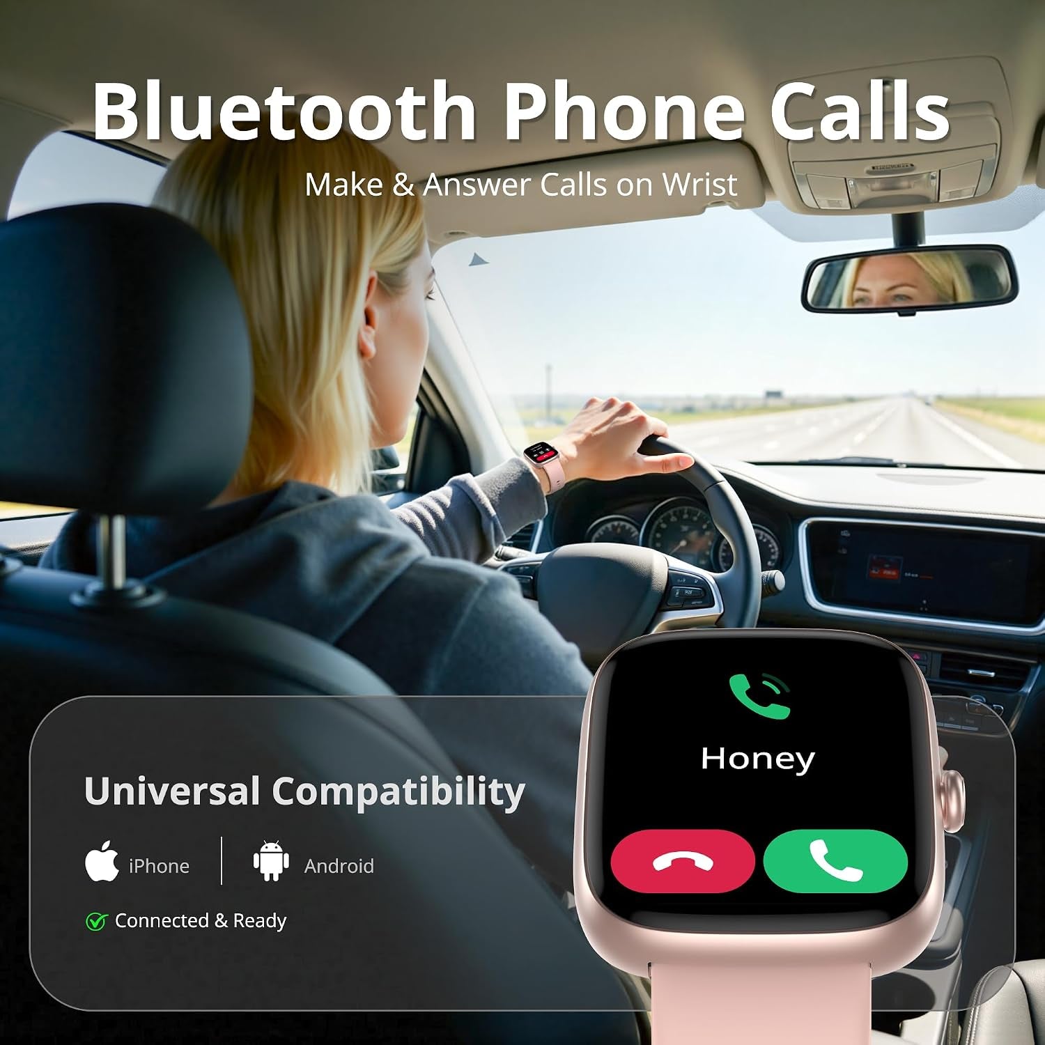 Smart Watch for Women, 1.83" HD Touchscreen Fitness Tracker, Bluetooth Calling, 110+ Sports Modes, Heart Rate Spo2 Sleep Monitor, DIY Dial, IP67 Waterproof, Compatible with Android & Ios