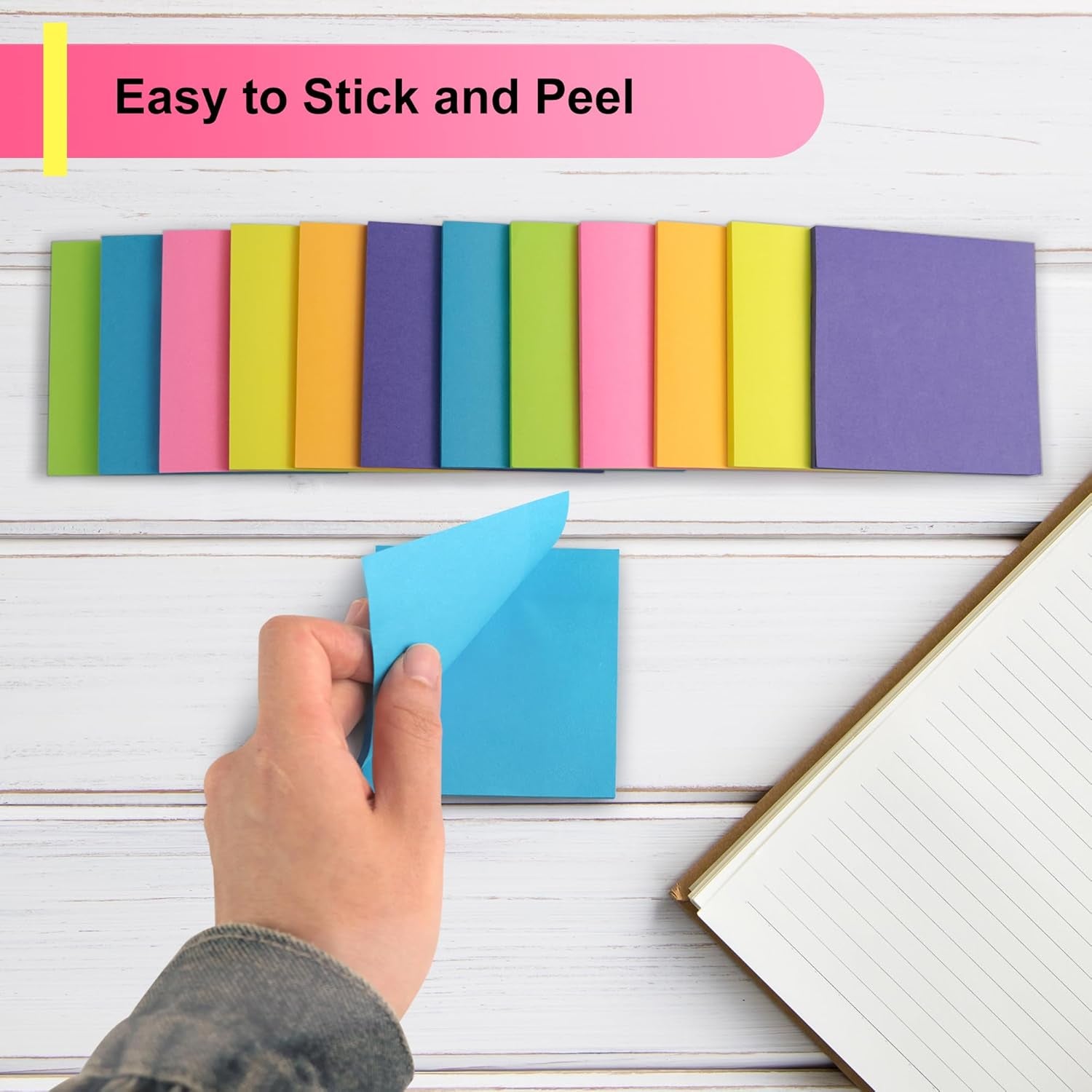 Sticky Notes - 12 Pads, 3”X3” - Colorful Self-Stick Post Notes Bulk - Office Desk Accessories | Teacher Classroom Must Haves,Aesthetic School Supplies for Home,Back to School Essential