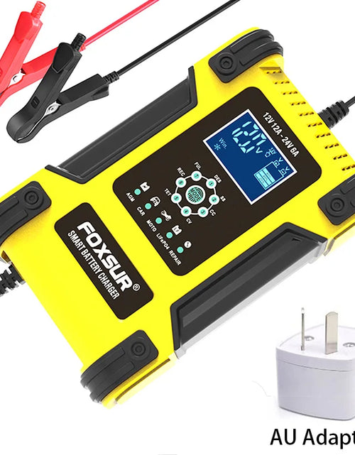 Load image into Gallery viewer, Smart Car Battery Charger 12Volt 12Amp or 24V 5A Motorcycle Truck Boat Lithium Lifepo4 AGM GEL WET Lead Acid Maintainer
