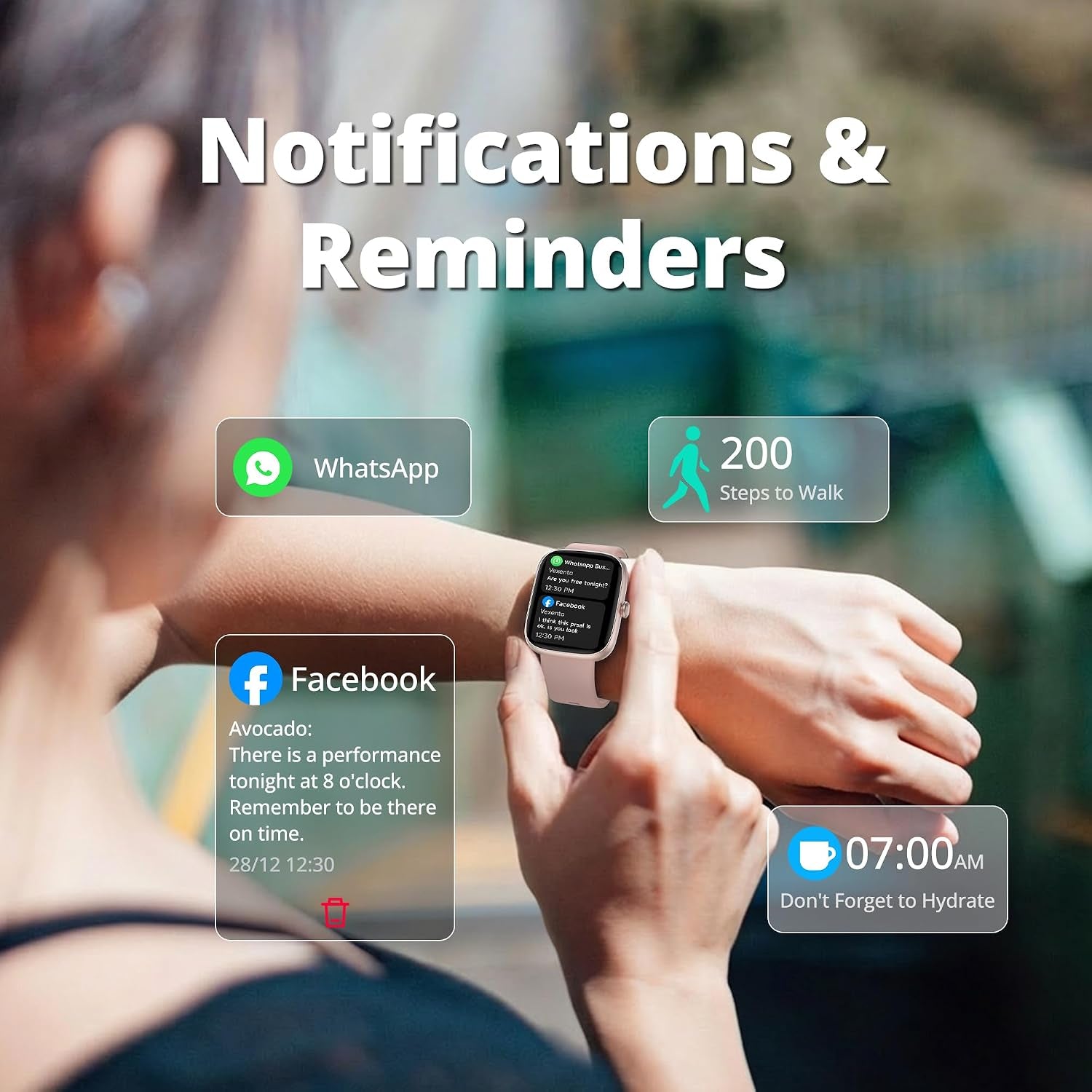 Smart Watch for Women, 1.83" HD Touchscreen Fitness Tracker, Bluetooth Calling, 110+ Sports Modes, Heart Rate Spo2 Sleep Monitor, DIY Dial, IP67 Waterproof, Compatible with Android & Ios
