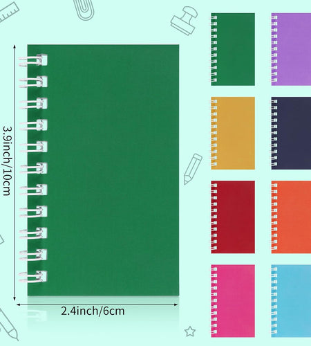 24 Pack Colorful Pocket Notebook Mini Notebooks Bulk Party Favors Small Spiral Notepads Mini Journal Memo Note Pads for Kids, Nurse, Student, Work, Office, School, 3.9 X 2.4 Inches