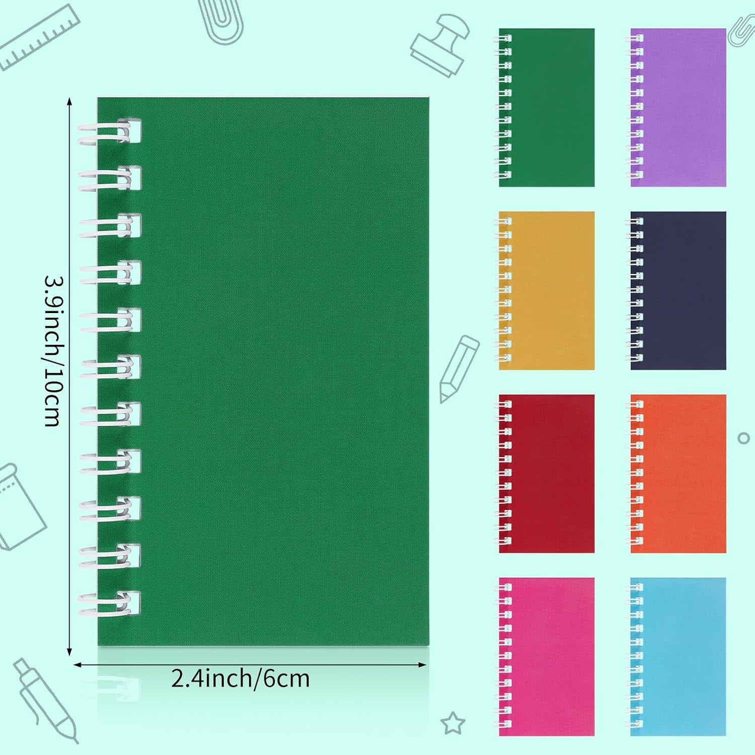 24 Pack Colorful Pocket Notebook Mini Notebooks Bulk Party Favors Small Spiral Notepads Mini Journal Memo Note Pads for Kids, Nurse, Student, Work, Office, School, 3.9 X 2.4 Inches