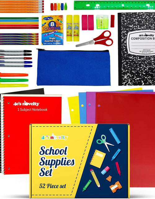 Load image into Gallery viewer, 52 Pieces Schools Supplies Kit for K1-8 Back to School Supply Box with Essential Student Kits, School Supply Bundle Middle Elementary Schools Supplies Kit Grades 1 2 3 4 5 6 7 8
