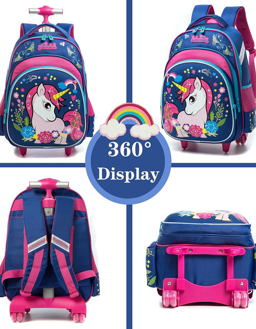 Load image into Gallery viewer, Girls Unicorn Rolling Backpacks Kids Backpack with Wheels for Girls School Bags with Lunch Box
