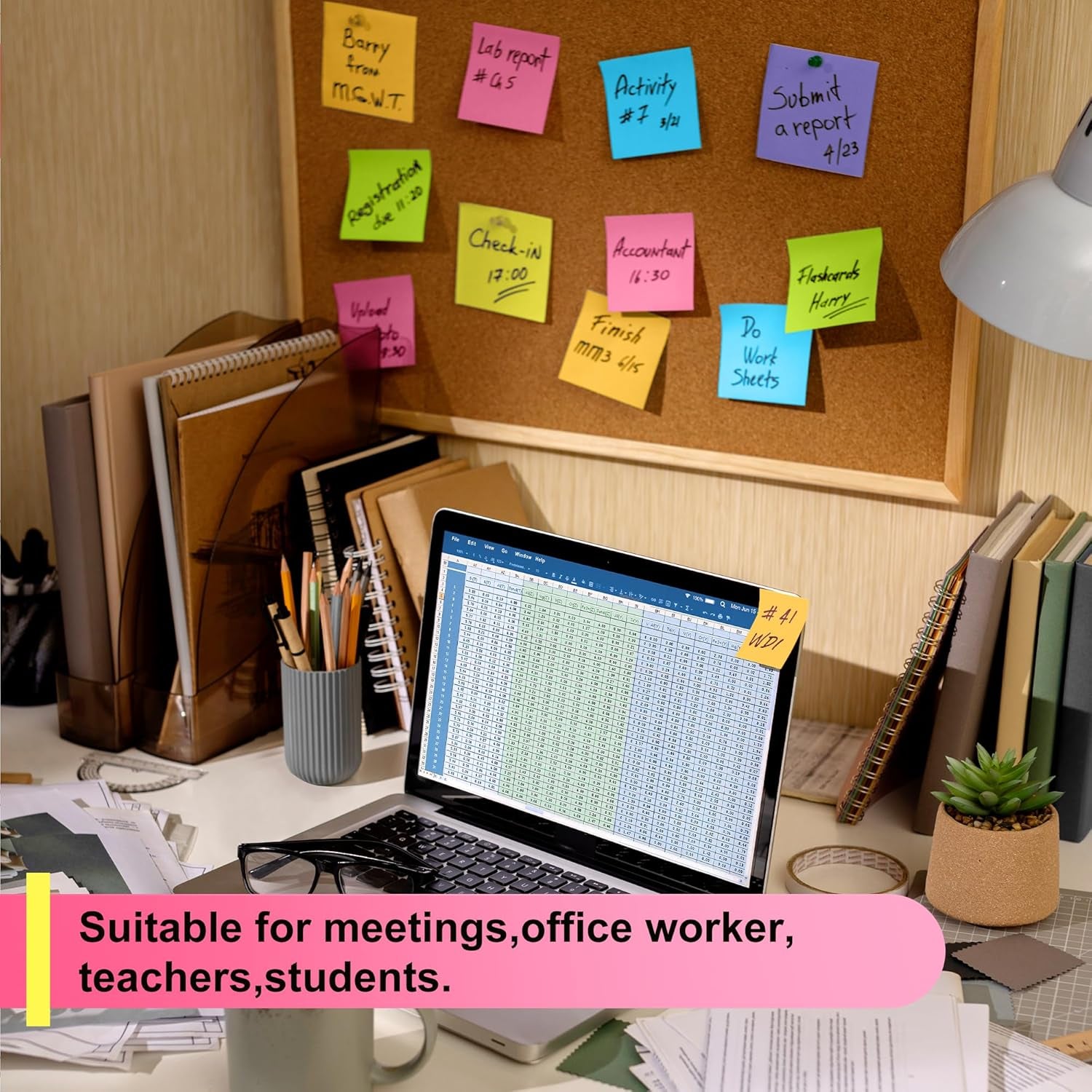 Sticky Notes - 12 Pads, 3”X3” - Colorful Self-Stick Post Notes Bulk - Office Desk Accessories | Teacher Classroom Must Haves,Aesthetic School Supplies for Home,Back to School Essential