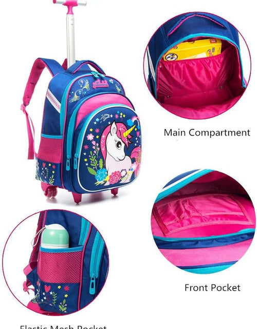 Load image into Gallery viewer, Girls Unicorn Rolling Backpacks Kids Backpack with Wheels for Girls School Bags with Lunch Box
