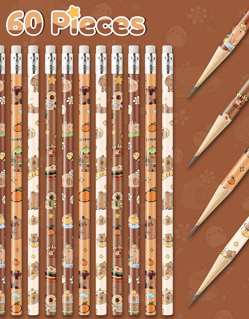 Load image into Gallery viewer, CAPY Pencils with Eraser - Cute CAPY #2 HB Pencils, School Classroom Student Rewards Back to School Office Supply Animal Print Goodie Bag Fillers Stuffers Birthday Party Favors
