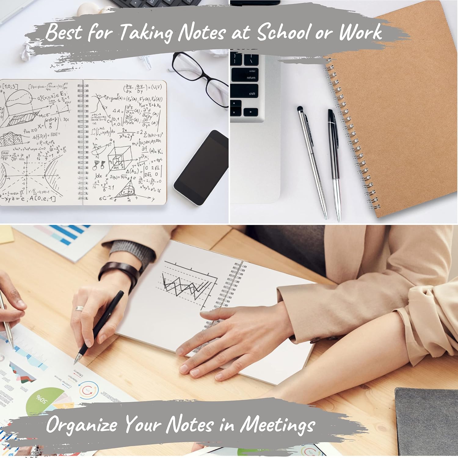 Premium A5 Spiral Notebooks - 2 Pack Kraft Cover with 80 Blank Pages for Sketching, Journaling, and Creative Writing