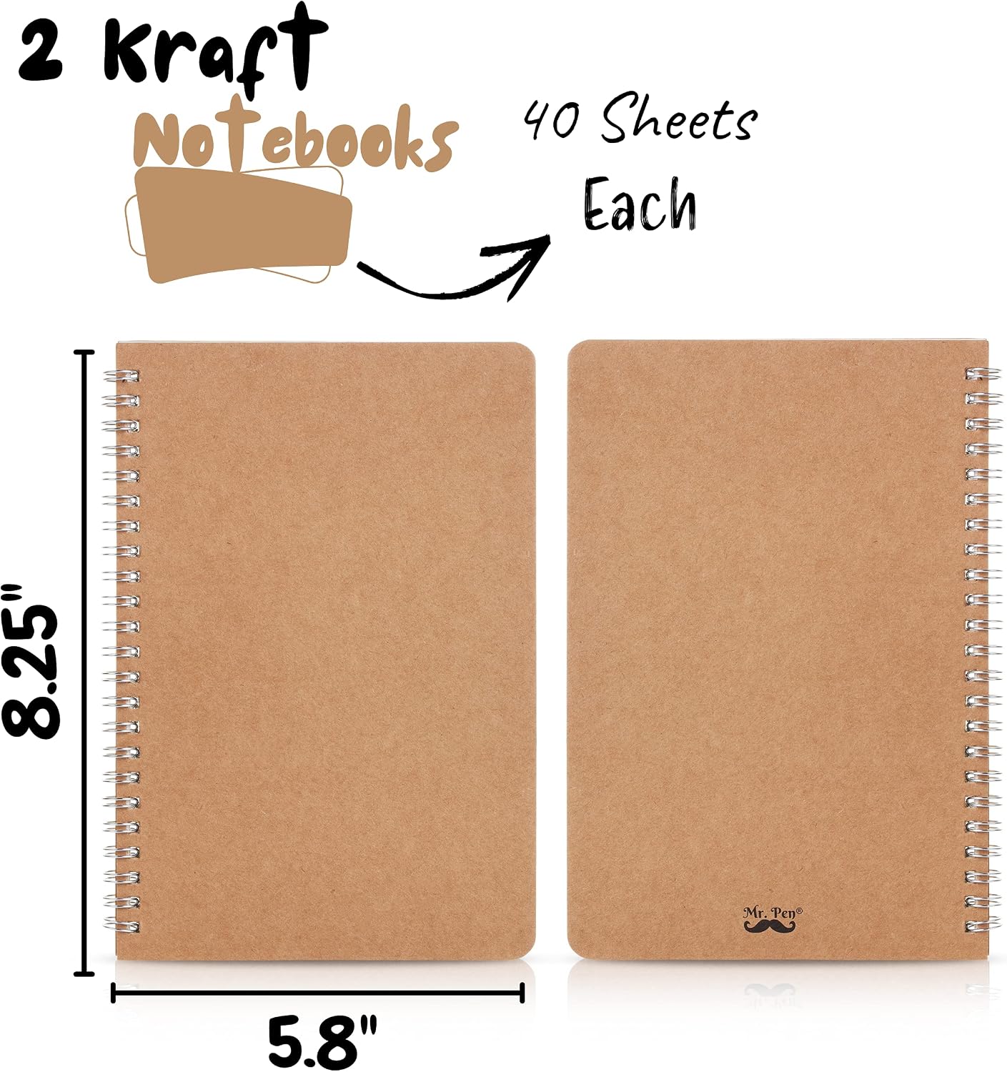 Premium A5 Spiral Notebooks - 2 Pack Kraft Cover with 80 Blank Pages for Sketching, Journaling, and Creative Writing