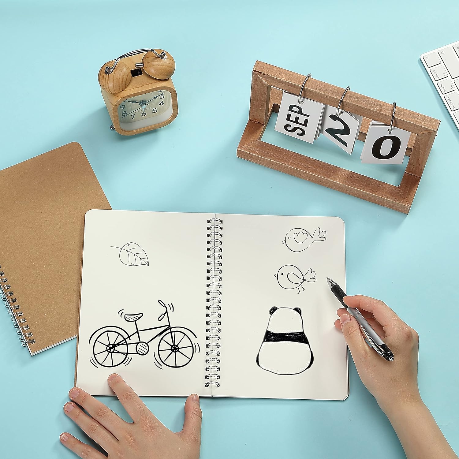 Premium A5 Spiral Notebooks - 2 Pack Kraft Cover with 80 Blank Pages for Sketching, Journaling, and Creative Writing