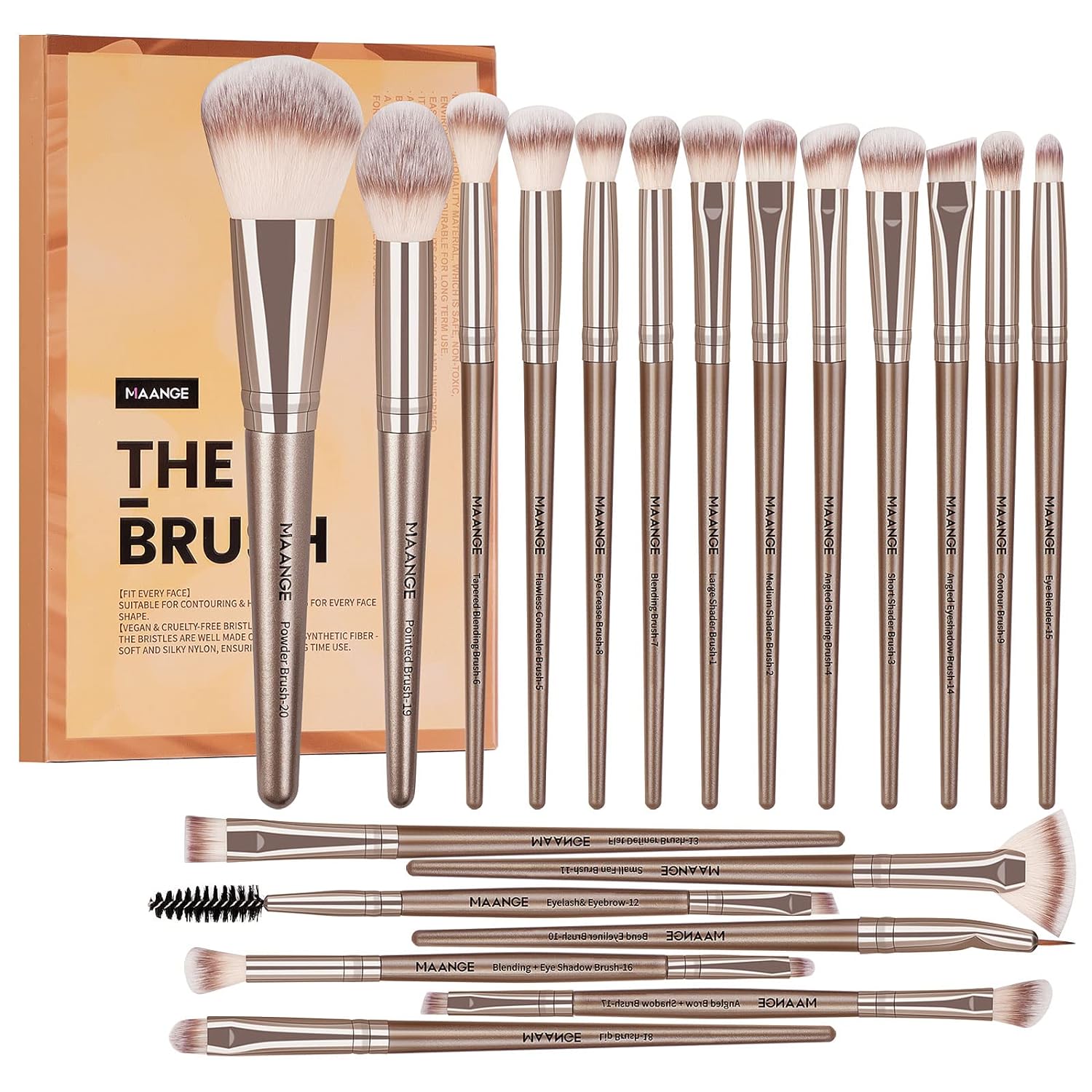 Elevate Your Beauty Routine with Our 20-Piece Professional Makeup Brush Set - Perfect for Flawless Foundation, Eyeshadow, and More in a Stylish Gift Box!