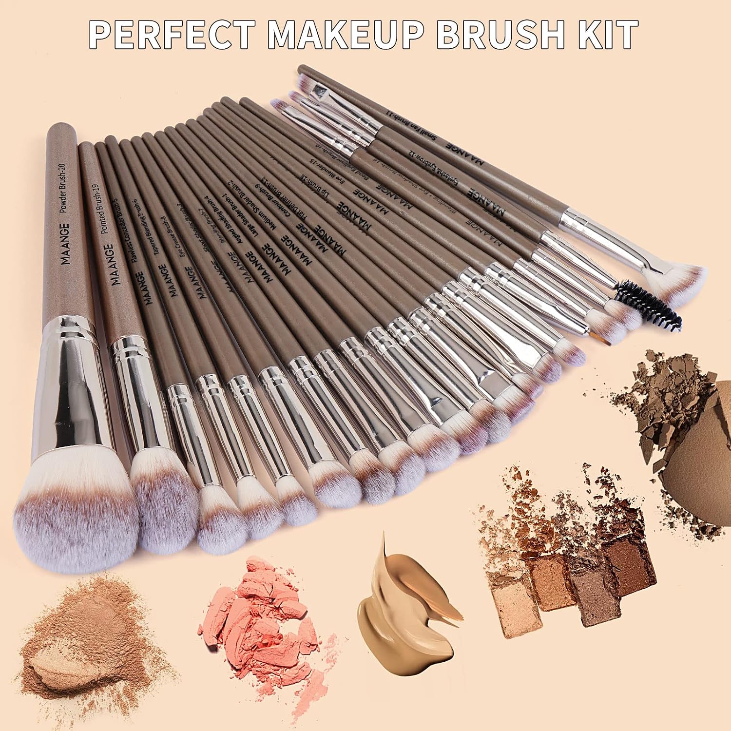 Elevate Your Beauty Routine with Our 20-Piece Professional Makeup Brush Set - Perfect for Flawless Foundation, Eyeshadow, and More in a Stylish Gift Box!