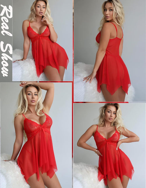 Load image into Gallery viewer, Lingerie for Women Lace Babydoll Sleepwear Boudoir Outfits plus Size Langeray XS-5XL
