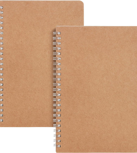 Premium A5 Spiral Notebooks - 2 Pack Kraft Cover with 80 Blank Pages for Sketching, Journaling, and Creative Writing