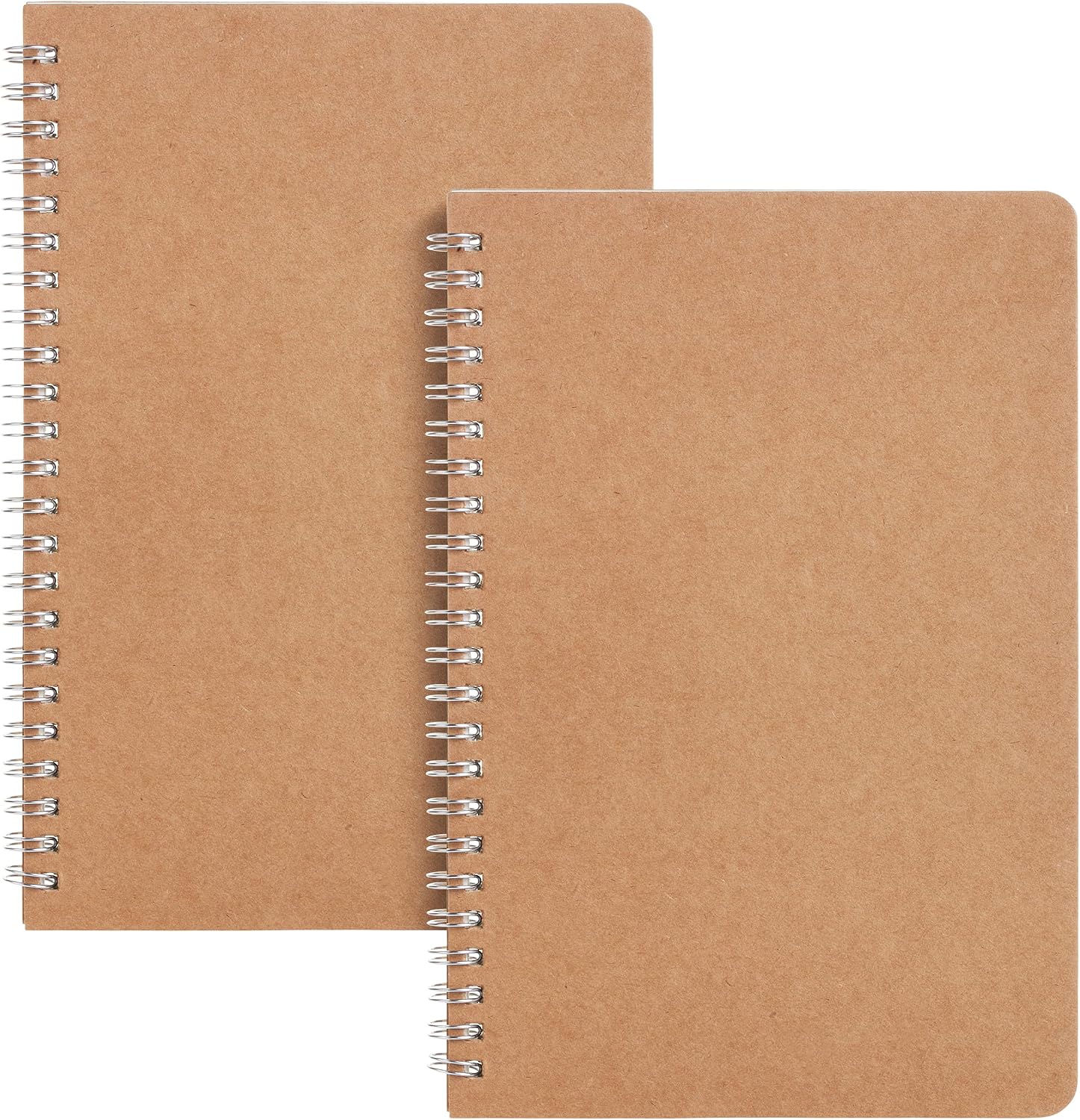 Premium A5 Spiral Notebooks - 2 Pack Kraft Cover with 80 Blank Pages for Sketching, Journaling, and Creative Writing