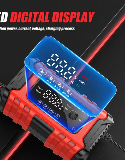 Load image into Gallery viewer, 12V 6-Amp Battery Charger, Smart Trickle Charger Maintainer, Battery Repair | Battery Desulfator, Temperature Compensation, Multi-Protection for Car Truck Motorcycle Lawn Mower Marine Lead Acid Batteries
