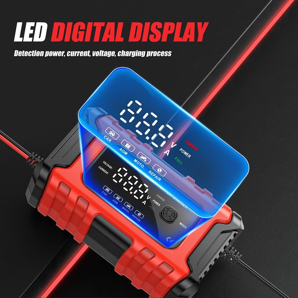 12V 6-Amp Battery Charger, Smart Trickle Charger Maintainer, Battery Repair | Battery Desulfator, Temperature Compensation, Multi-Protection for Car Truck Motorcycle Lawn Mower Marine Lead Acid Batteries