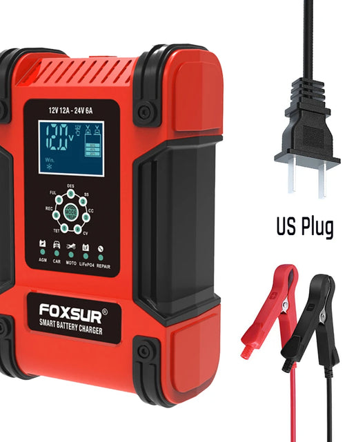 Load image into Gallery viewer, Smart Car Battery Charger 12Volt 12Amp or 24V 5A Motorcycle Truck Boat Lithium Lifepo4 AGM GEL WET Lead Acid Maintainer
