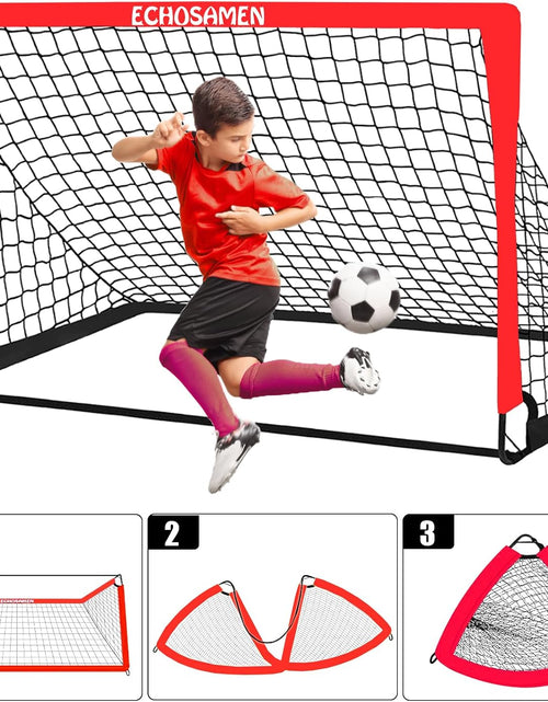 Load image into Gallery viewer, Kids Soccer Goals for Backyard, 2 of 6 X 4 Ft Kids Soccer Goal Set Soccer Net with 10 Soccer Cones, Agility Ladder &amp; Carry Bag, Portable Soccer Training Equipment.
