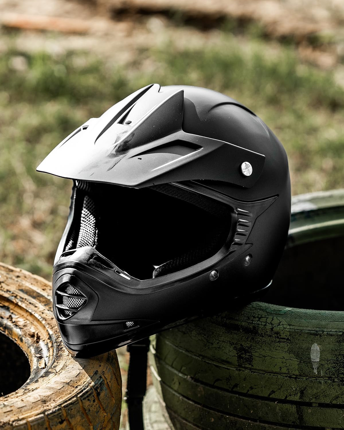 Youth Kids ATV Motocross Helmet Goggles Sports Gloves Dirt Bike Motorcycle off Road DOT Approved B07 (Youth-L, Matte Black)
