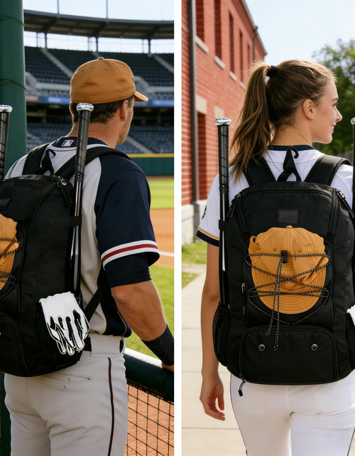 Load image into Gallery viewer, Youth Baseball Backpack, Softball Bat Bag with Shoes Compartment | Lightweight Baseball Bag for Boys and Adult, Fence Hook Hold Tball Bat, Batting Mitten, Helmet, Caps, Teeball Gear Equipment
