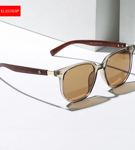 Vintage Square Frame Sunglasses for Women Men 2026 Trendy Retro Wood Grain Plastic Frame UV 400 Protection Eyepeice