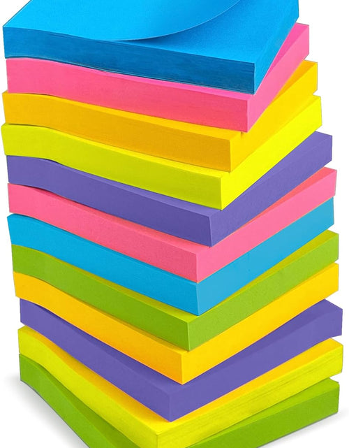 Load image into Gallery viewer, Sticky Notes - 12 Pads, 3”X3” - Colorful Self-Stick Post Notes Bulk - Office Desk Accessories | Teacher Classroom Must Haves,Aesthetic School Supplies for Home,Back to School Essential
