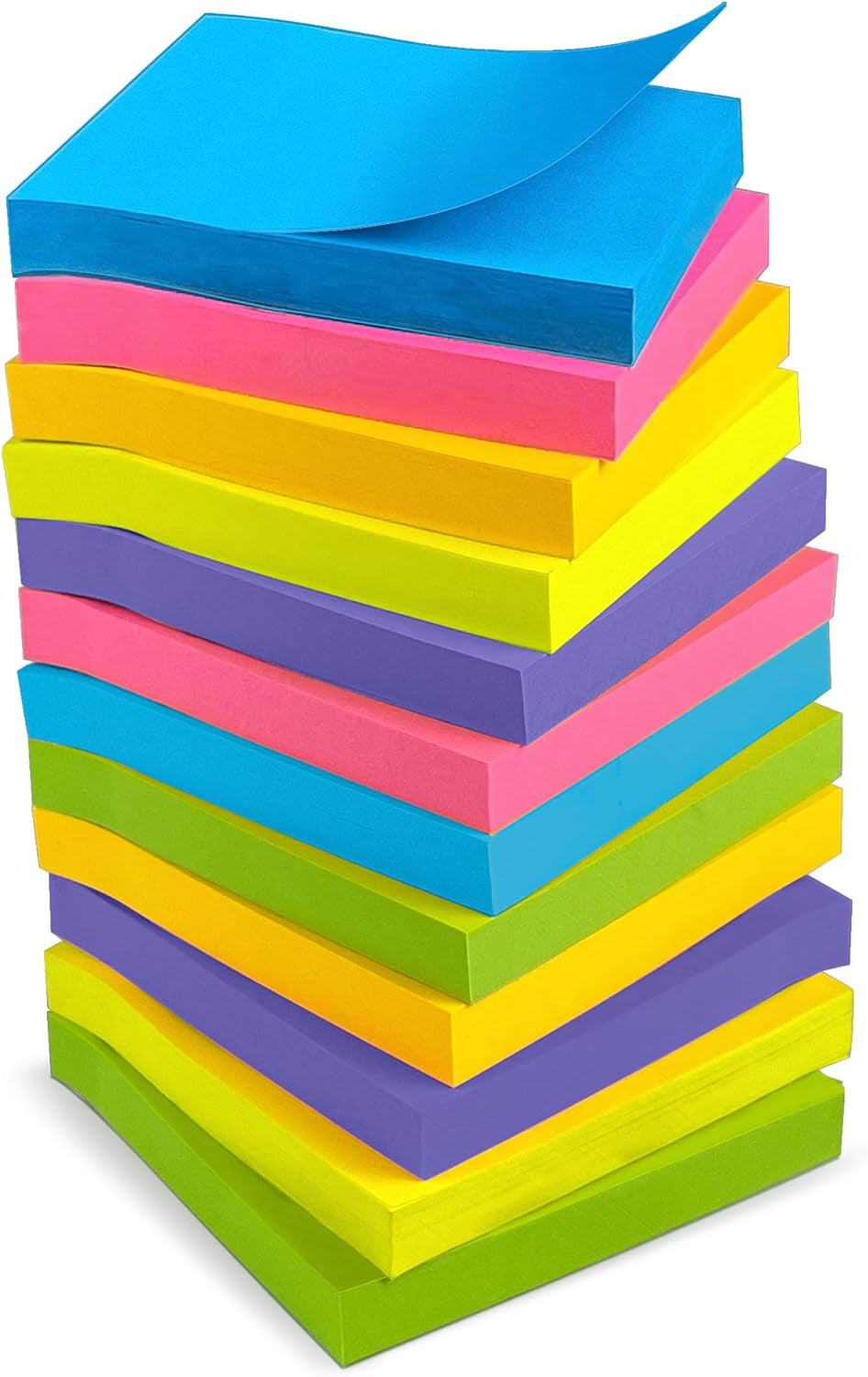 Sticky Notes - 12 Pads, 3”X3” - Colorful Self-Stick Post Notes Bulk - Office Desk Accessories | Teacher Classroom Must Haves,Aesthetic School Supplies for Home,Back to School Essential