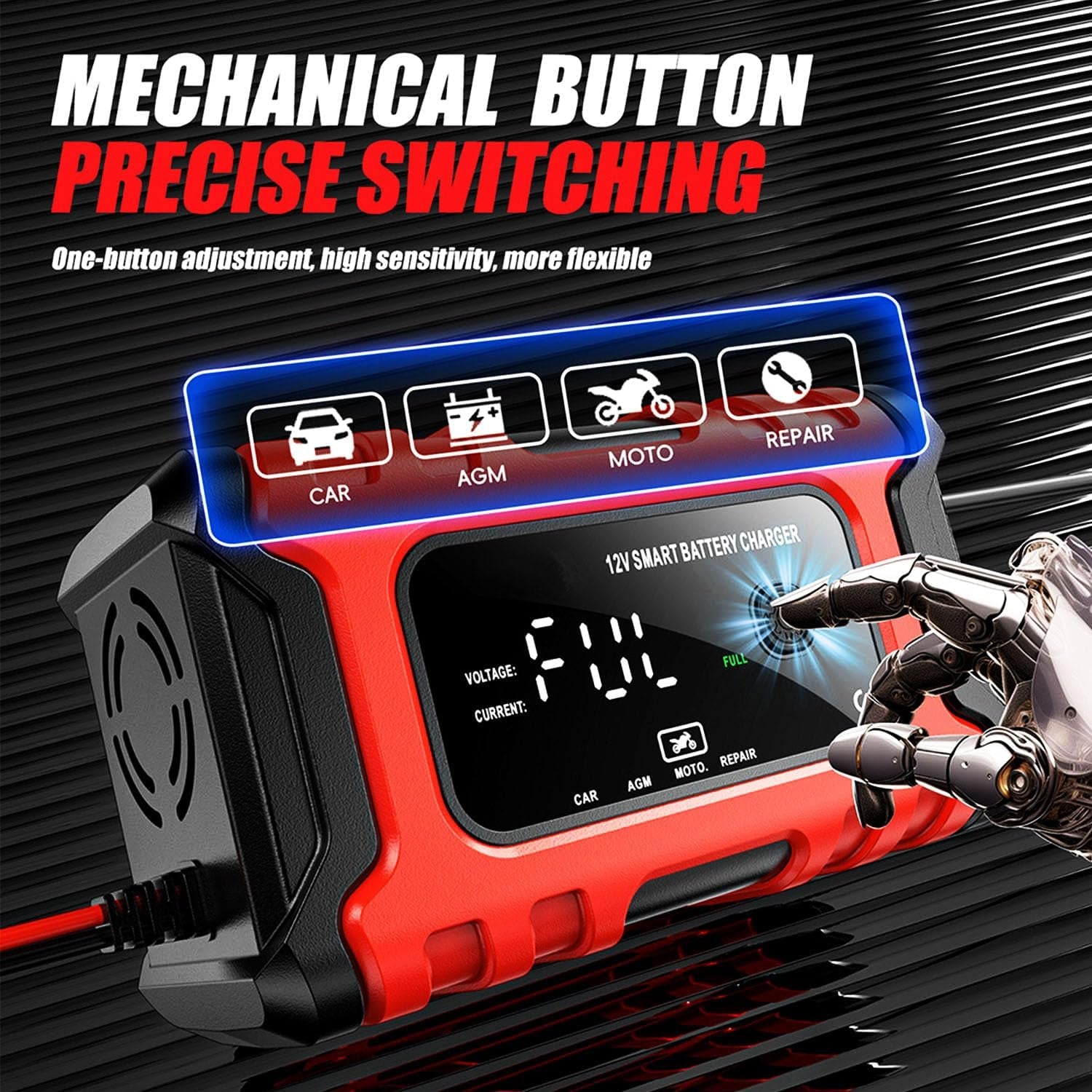 12V 6-Amp Battery Charger, Smart Trickle Charger Maintainer, Battery Repair | Battery Desulfator, Temperature Compensation, Multi-Protection for Car Truck Motorcycle Lawn Mower Marine Lead Acid Batteries