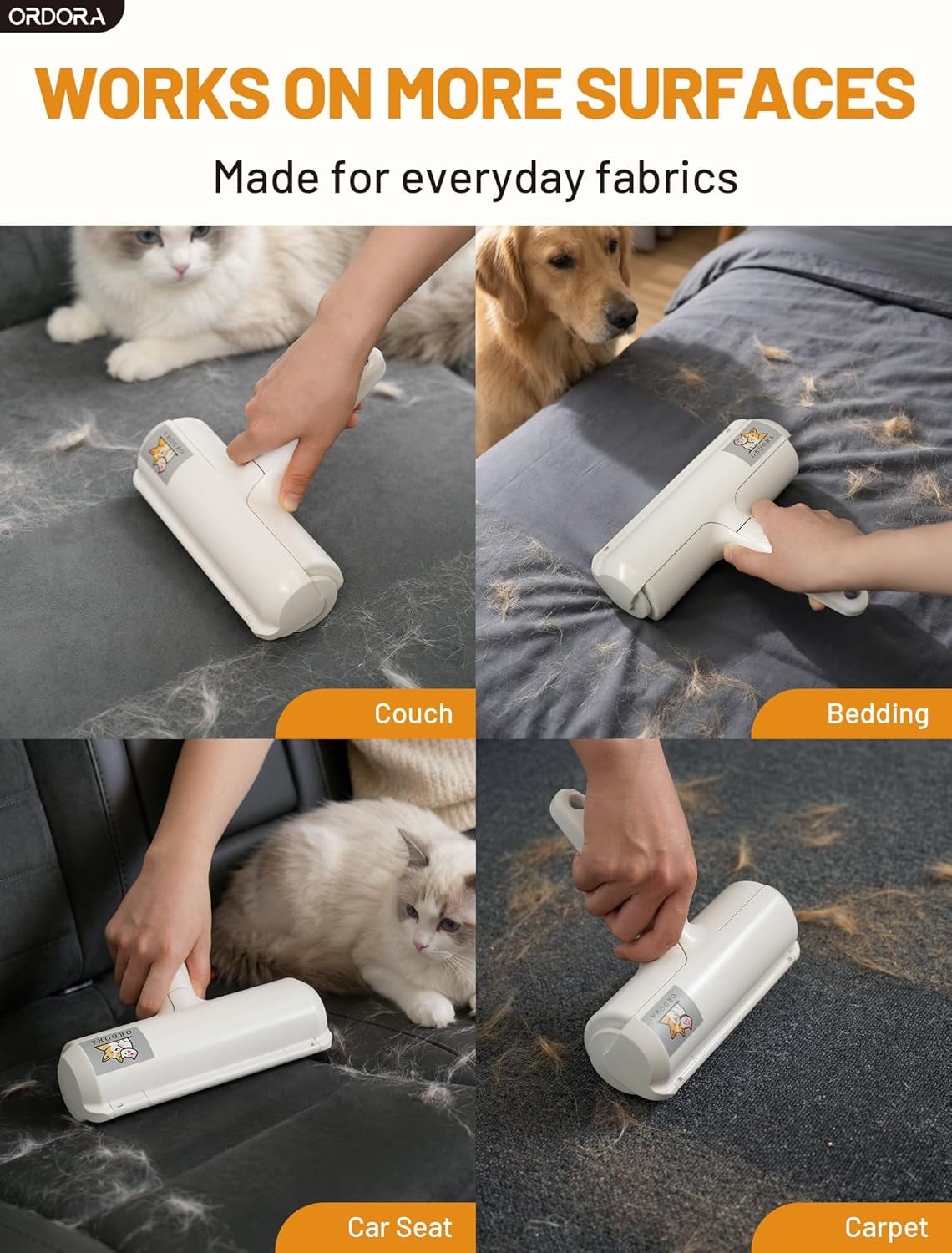 Pet Hair Removal Tool：Reusable Lint Roller for Pet Hair - Portable Pet Hair Remover - Dog and Cat Hair Remover for Couch, Furniture, Carpet, Clothes and Car Seat