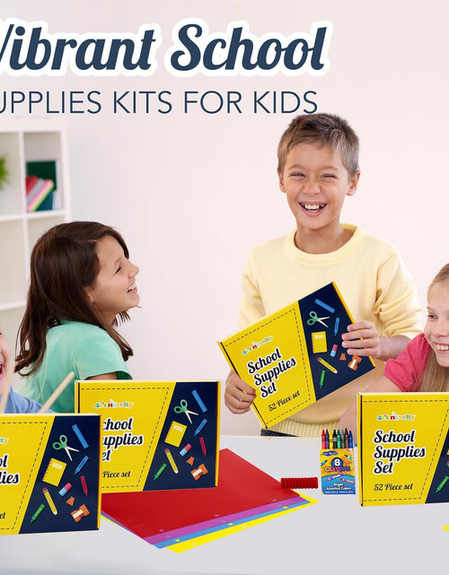 Load image into Gallery viewer, 52 Pieces Schools Supplies Kit for K1-8 Back to School Supply Box with Essential Student Kits, School Supply Bundle Middle Elementary Schools Supplies Kit Grades 1 2 3 4 5 6 7 8
