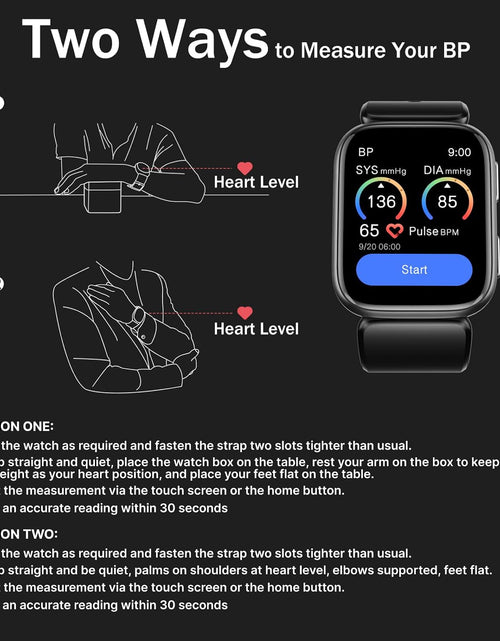 Load image into Gallery viewer, Blood Pressure Smart Watch, 1.95'' Blood Pressure Smartwatch with Air Pump Cuff, Blood Pressure Sleep Monitor Sports Tracking for Android Ios Supports Data Sharing, Reminder Monitoring
