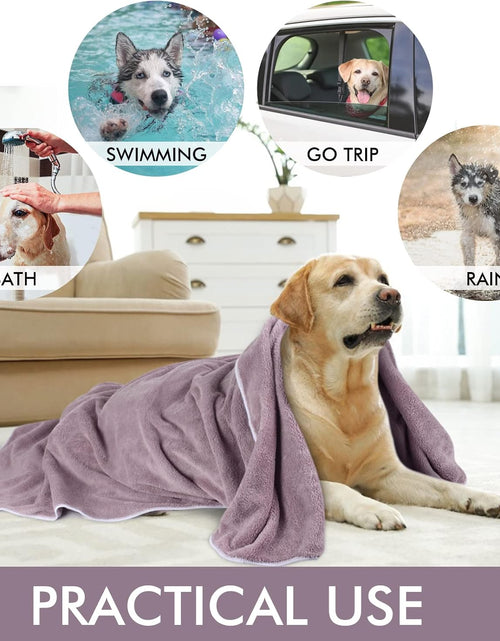 Load image into Gallery viewer, Dog Towel Super Absorbent Pet Bath Towel Microfiber Dog Drying Towel for Small, Medium, Large Dogs and Cats 30Inch X 50Inch Purple
